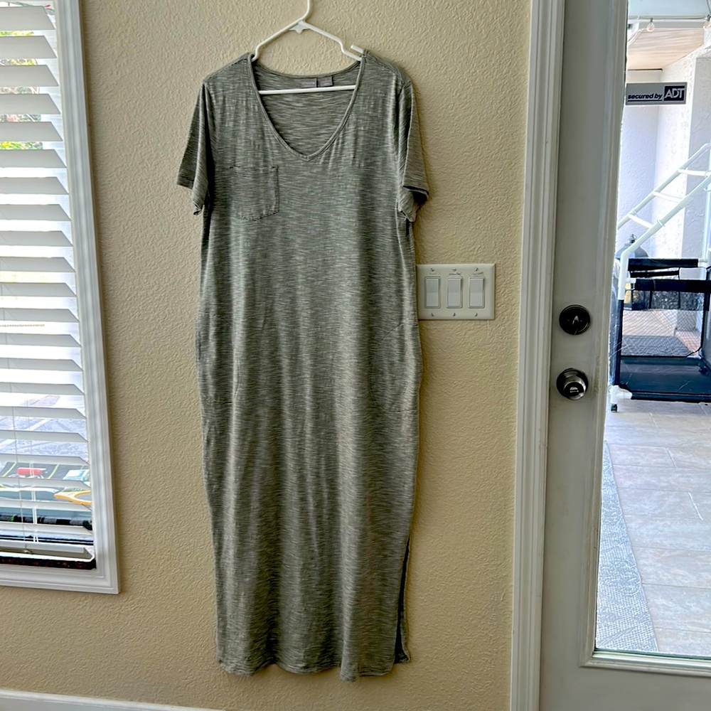 Chicos Zenergy, striped maxi dress, size 2